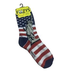 Foozys Womens Statue Of Liberty USA Flag Crew Socks Size 9-11